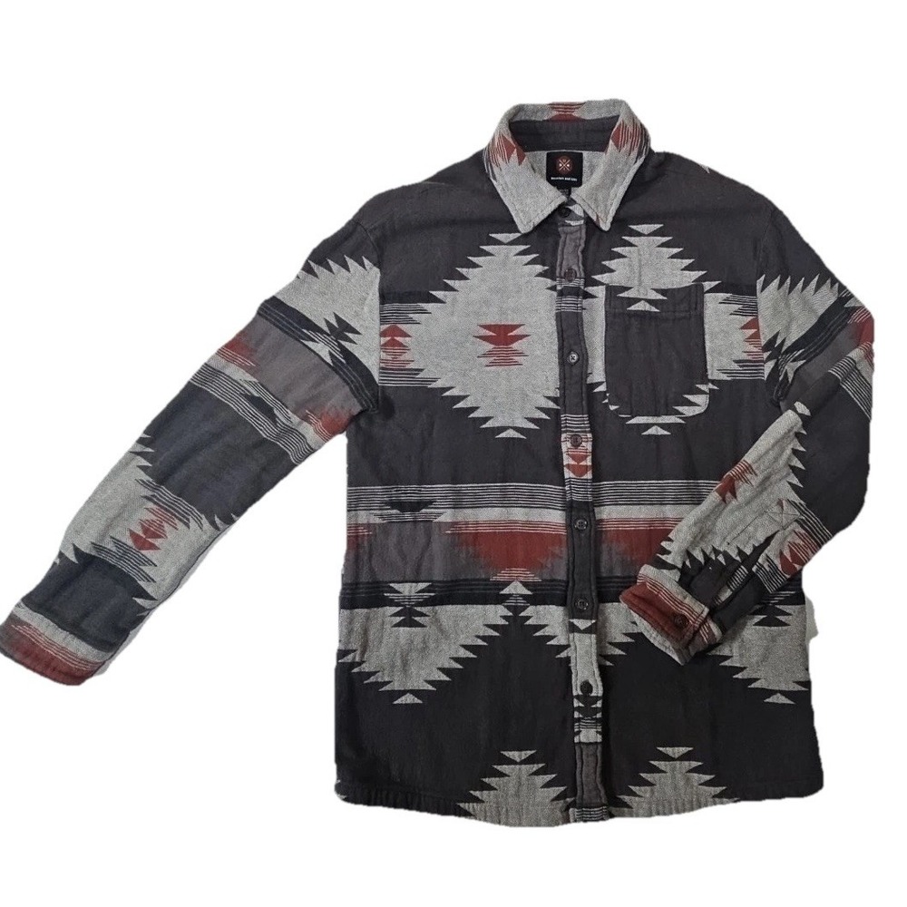 Mountain & Isles Heavy Flannel Shirt Jacket Men's Medium Aztec Southwestern
